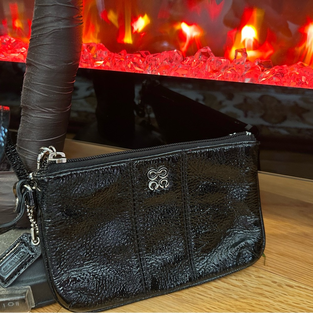 Coach Black Leather Wristlet Clutch